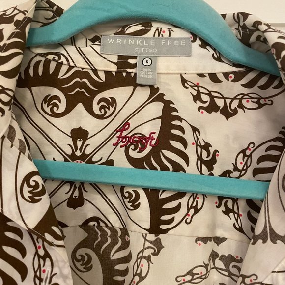 Brown Pattern Button Up - Picture 2 of 3